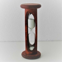 Sanduhr 10 Min. 10.5 cm zylindrisch Glas in Holzgestell Buche rötlich gebeizt