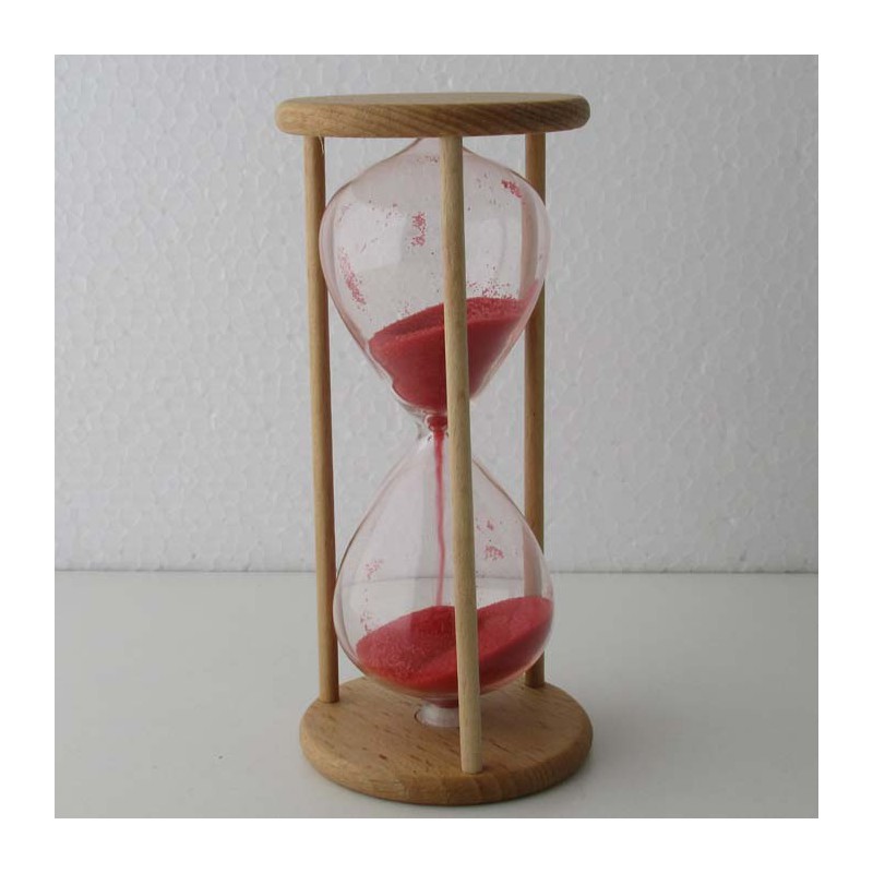 Sanduhr 1 Min. 12 cm Rot, im Buchenholz Gestell roter Sand