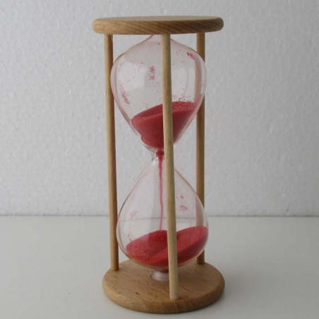 Sanduhr 1 Min. 12 cm Rot, im Buchenholz Gestell roter Sand