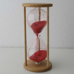 Sanduhr 1 Min. 12 cm Rot, im Buchenholz Gestell roter Sand