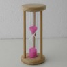 Sanduhr 2 Min. 9cm Rosa, zylindrisch Glas in Holzgestell Buche Natur,