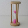 Sanduhr 2 Min. 9cm Rosa, zylindrisch Glas in Holzgestell Buche Natur,