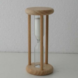 Sanduhr 3 Min. 9cm zylindrisch Glas in Holzgestell Buche Natur