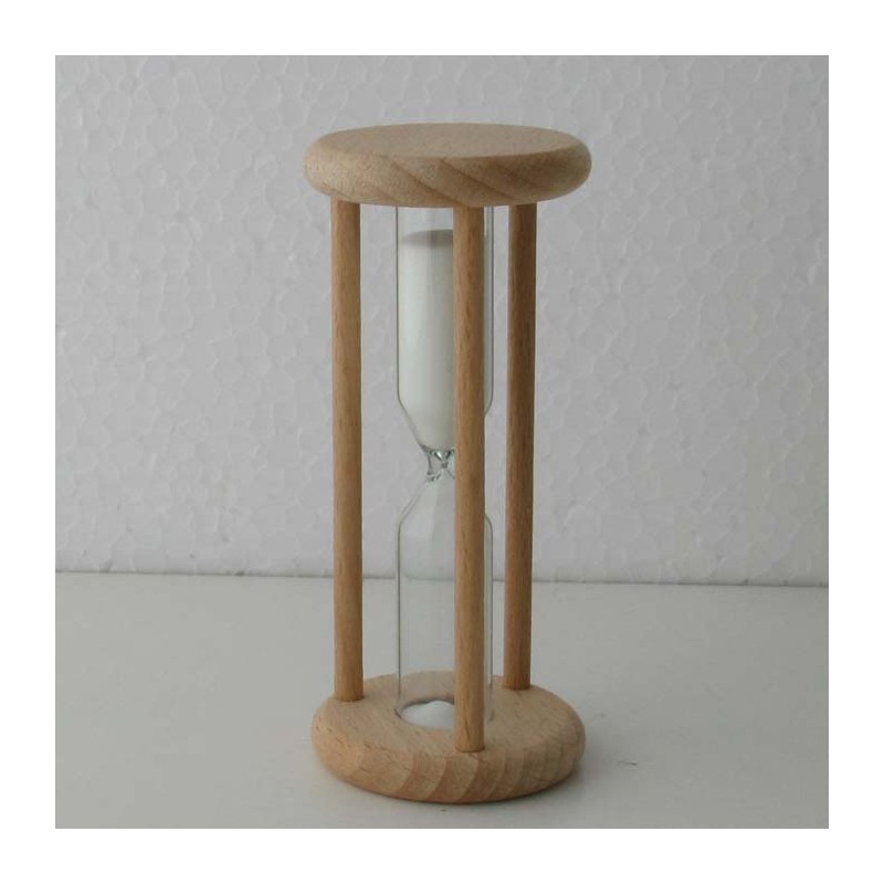 Sanduhr 3 Min. 9cm zylindrisch Glas in Holzgestell Buche Natur