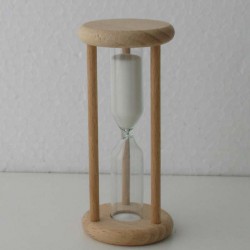 Sanduhr 3 Min. 9cm zylindrisch Glas in Holzgestell Buche Natur
