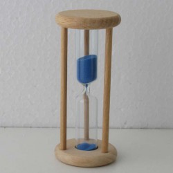 Sanduhr 3 Min. 9cm zylindrisch Glas in Holzgestell Buche Natur