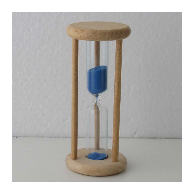 Sanduhr 3 Min. 9cm zylindrisch Glas in Holzgestell Buche Natur
