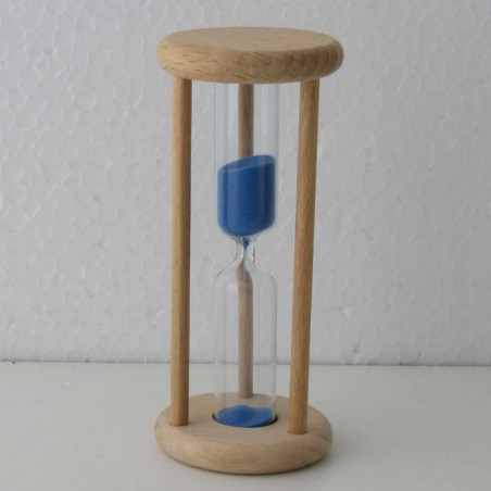 Sanduhr 3 Min. 9cm zylindrisch Glas in Holzgestell Buche Natur