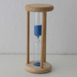 Sanduhr 3 Min. 9cm zylindrisch Glas in Holzgestell Buche Natur
