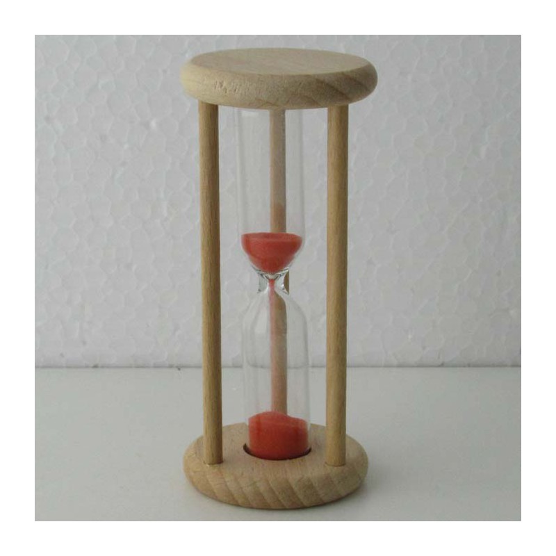 Sanduhr 3 Min. 9cm zylindrisch Glas in Holzgestell Buche Natur