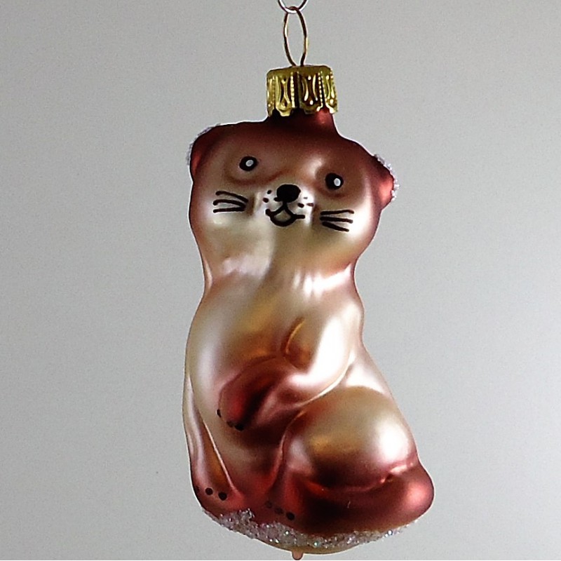 Glas Baby-Katze, braun, weiss