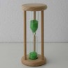 Sanduhr 5 Min. 9cm Grün, zylindrisch Glas in Holzgestell Buche