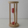 Sanduhr 10 Min. 9cm Rot, zylindrisch Glas in Holzgestell Buche