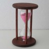 Sanduhr 2 Min. 9cm Rosa, Glas in Holzgestell Buche Natur - dunkel gebeizt-Mahagoni rot,