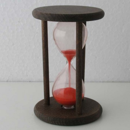 Sanduhr 10 Min. 9cm Glas in Holzgestell Buche dunkel gebeizt