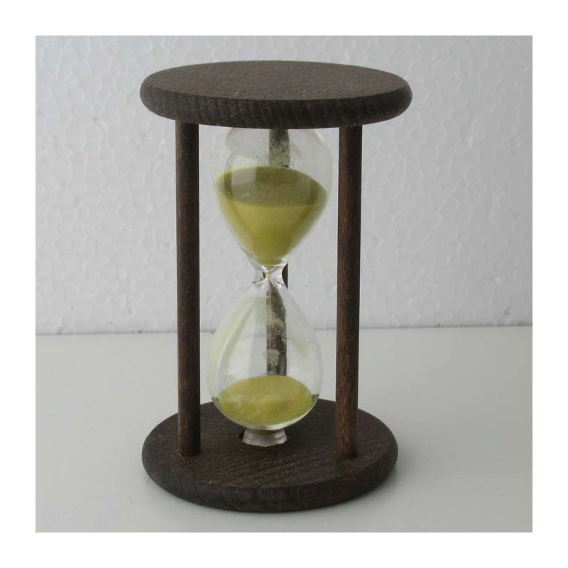 Sanduhr 10 Min. 9cm Glas in Holzgestell Buche dunkel gebeizt Sanduhr 10 Min. 9cm Glas in Holzgestell Buche dunkel gebeizt