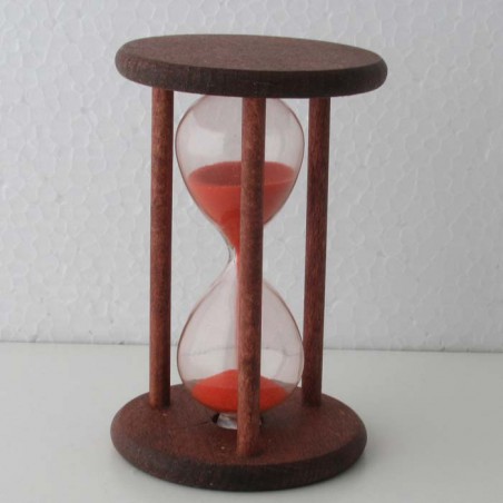 Sanduhr 10 Min. 9cm Glas in Holzgestell Buche rötlich gebeizt