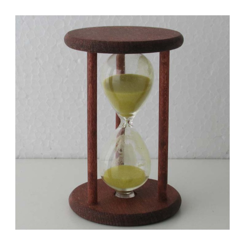 Sanduhr 10 Min. 9cm Glas in Holzgestell Buche rötlich gebeizt