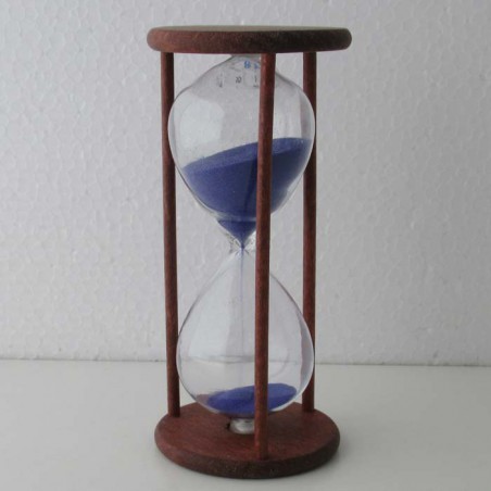 Sanduhr 15 min. 12 cm im Holzgestell Buche rötlich gebeizt