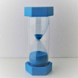 Sanduhr 50 Min. 15.5 cm Hellblau, Glas im Kunststoff 6 Eckig
