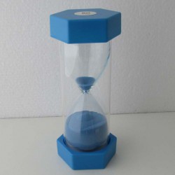 Sanduhr 50 Min. 15.5 cm Hellblau, Glas im Kunststoff 6 Eckig