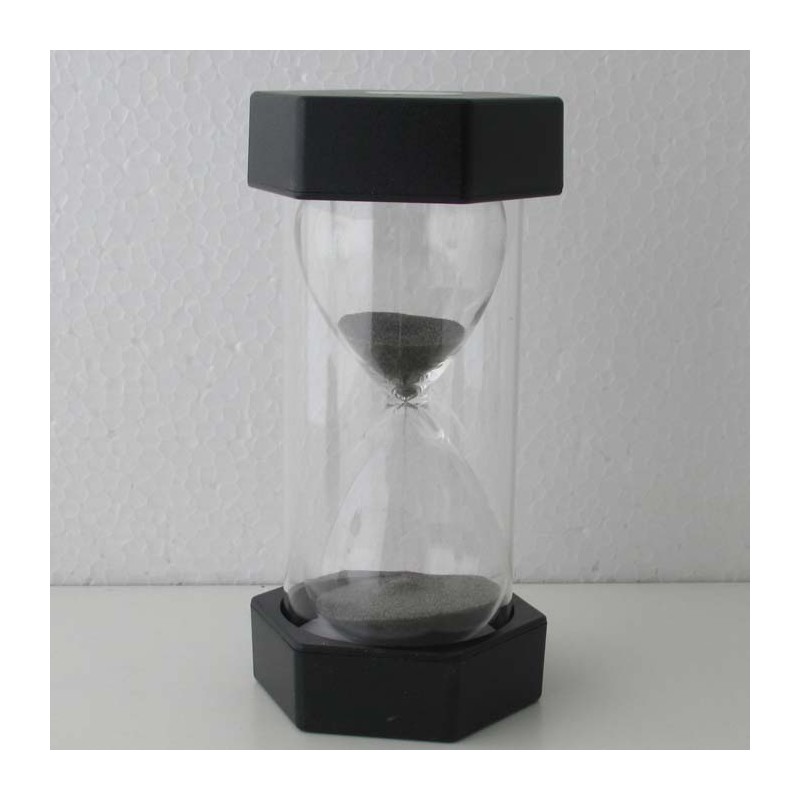 Sanduhr 45 Min. 15 cm Schwarz, Glas im Kunststoff 6 Eckig
