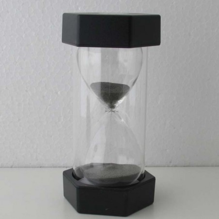 Sanduhr 45 Min. 15 cm Schwarz, Glas im Kunststoff 6 Eckig