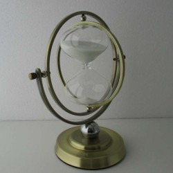 Sanduhren 30 Min. 24cm Weiss, Sanduhr  im Messing Gestell zum drehen