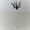Glas Orchideenstab 43cm Schmetterling blau
