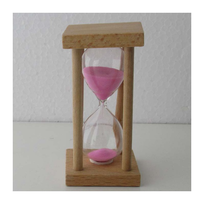 Sanduhr 5 min 9 cm Rosa, Sanduhr im Buchenholz Natur