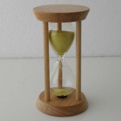 Sanduhr 10 Min. 90 mm Gelb, Buchenholz rahmen rund