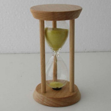 Sanduhr 10 Min. 90 mm Gelb, Buchenholz rahmen rund