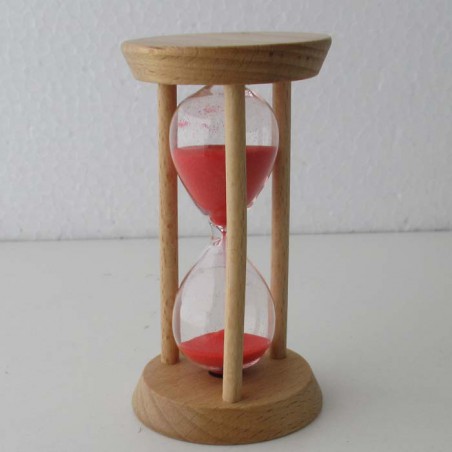 Sanduhr 10 Min. 9 cm Rot, Buchenholz rahmen rund