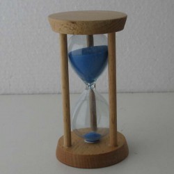 Sanduhr 10 Min. 09 cm Hellblau, Buchenholz rahmen rund