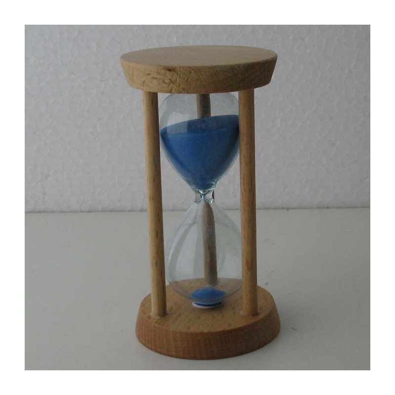 Sanduhr 10 Min. 09 cm Hellblau, Buchenholz rahmen rund Sanduhr 10 Min. 09 cm Hellblau, Buchenholz rahmen rund