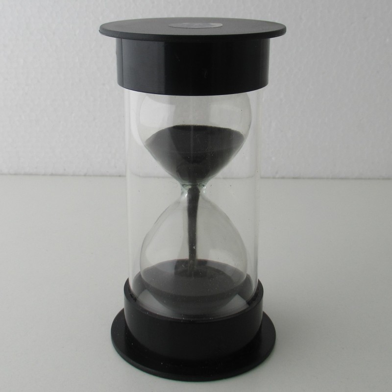 Sanduhr 10 Sekunden 12 cm Schwarz, zylindrisch in Kunststoff röhre