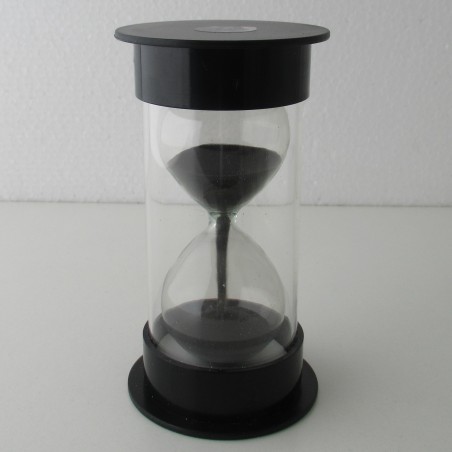 Sanduhr 10 Sekunden 12 cm Schwarz, zylindrisch in Kunststoff röhre