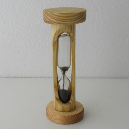 Sanduhr 15 Sek. 113mm Schwarz, zylindrisch Glas in Tannenholz