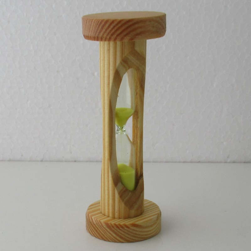 Sanduhr 3 Min. 113 mm zylindrisch Glas im Tannenholz