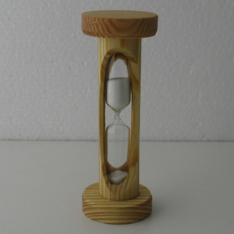 Sanduhr 3 Min. 113 mm zylindrisch Glas im Tannenholz