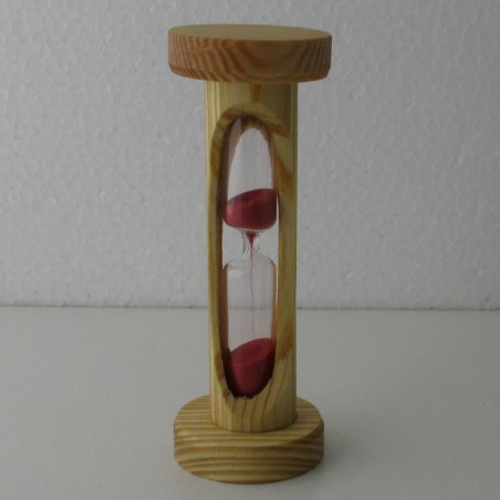 Sanduhr 4 min 11.3 cm Rot, Sanduhr im Tannenholz