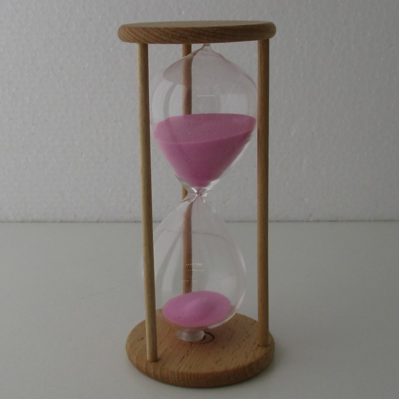 Sanduhr 15 Sek. 12.5 cm Rosa, IN HOLZGESTELL BUCHE