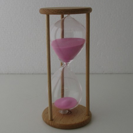 Sanduhr 15 Sek. 12.5 cm Rosa, IN HOLZGESTELL BUCHE