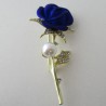 Rose Blau mit Strass und Perle Metall vergoldet