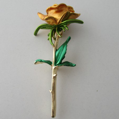 Rose Gelb  Broschen Metall vergoldet Emaille