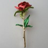 Rose Rot  Broschen Metall vergoldet Emaille