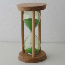 Sanduhr 3 Min. 9.3 cm Grün, Buchenholzrahmen rund
