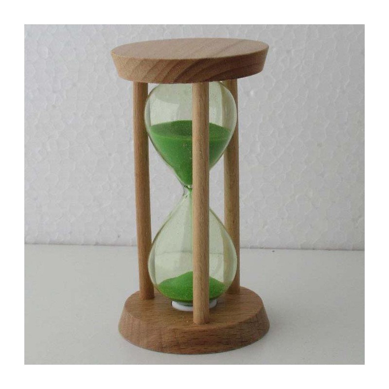 Sanduhr 3 Min. 9.3 cm Grün, Buchenholzrahmen rund