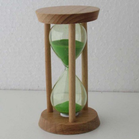 Sanduhr 3 Min. 9.3 cm Grün, Buchenholzrahmen rund