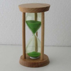 Sanduhr 3 Min. 9.3 cm Grün, Buchenholzrahmen rund